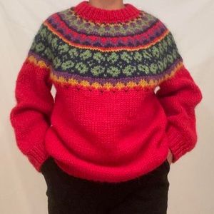 Vintage 1970-80s Icelandic womens graphic wool sweater size M